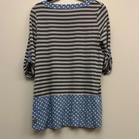 Matilda Jane Gray Striped Top with Blue Polka Dots - Picture 5 of 5